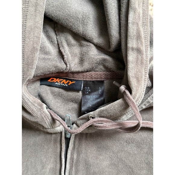 DKNY Active Zip Up Hoodie Womens Large Brown Casual Athletic Style Y2K - Picture 5 of 8